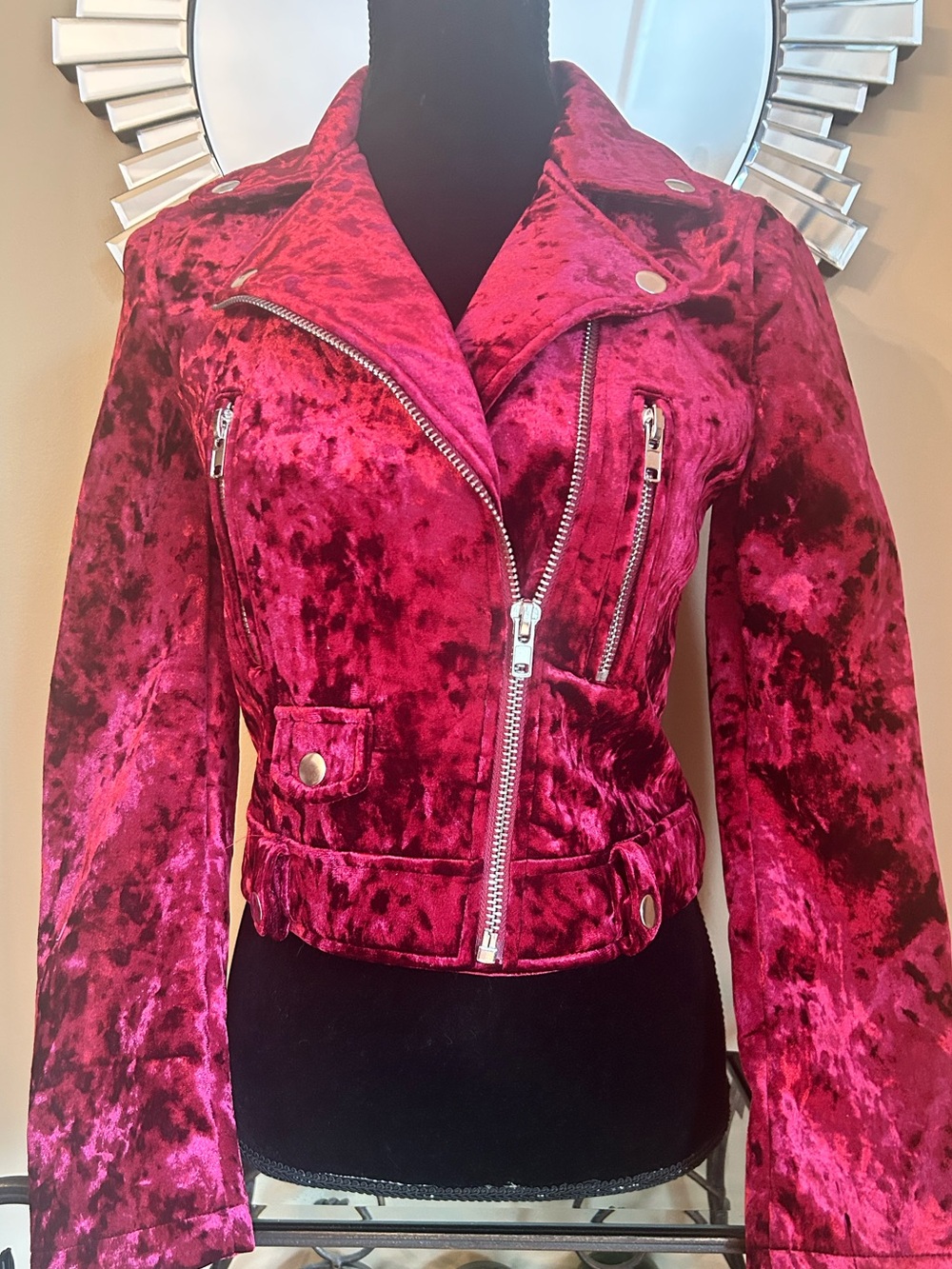 Forever 21 Crushed Velvet Moto Jacket